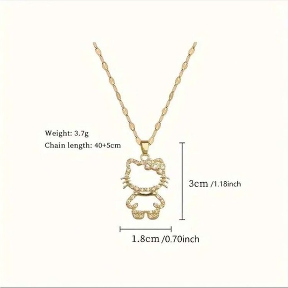 Gold Hello Kitty silhouette Pendant Necklace - Picture 5 of 8
